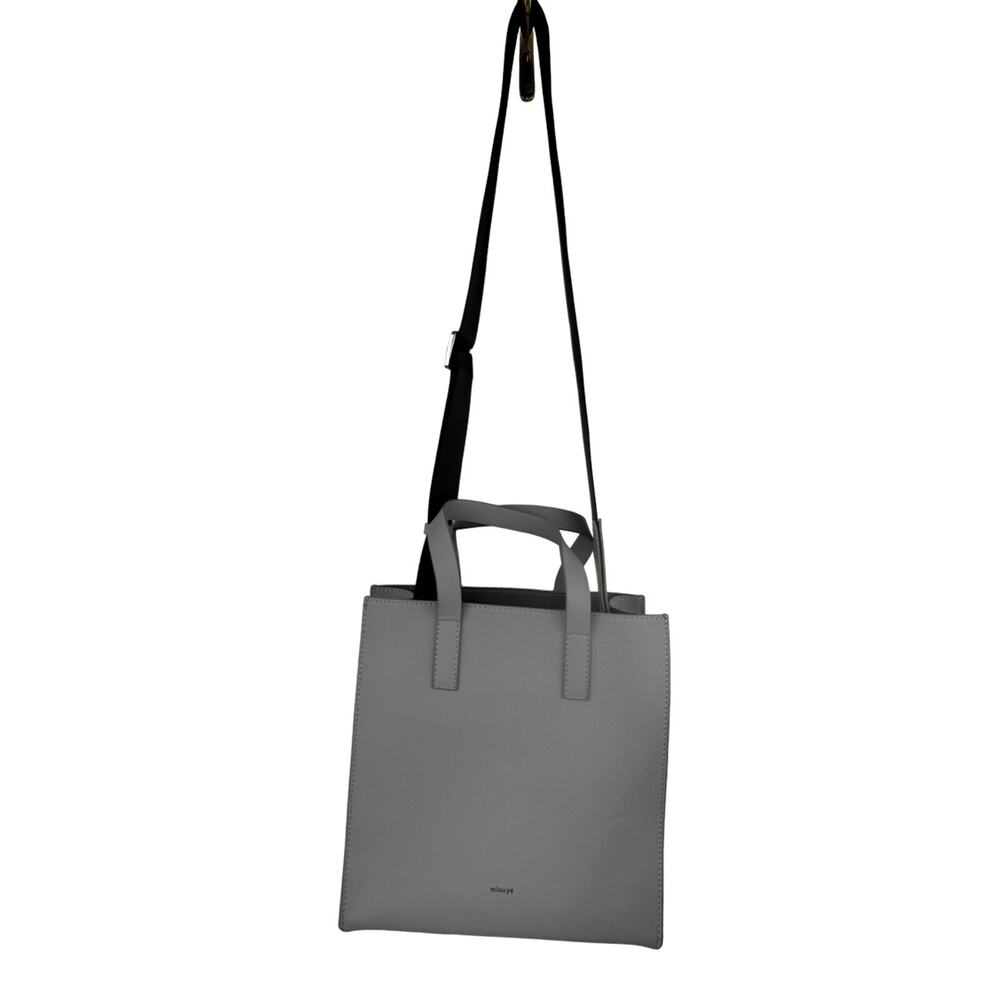 MLOUYE Gray Handbag Leather Inner Pockets Top Handle Strap Crossbody Bag RARE